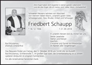 Anzeige von Friedbert Schaupp von MGO