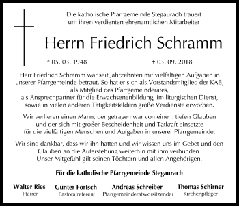 Anzeige von Friedrich Schramm von MGO
