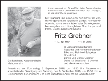 Anzeige von Fritz Grebner von MGO