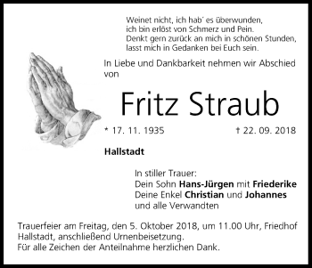 Anzeige von Fritz Straub von MGO