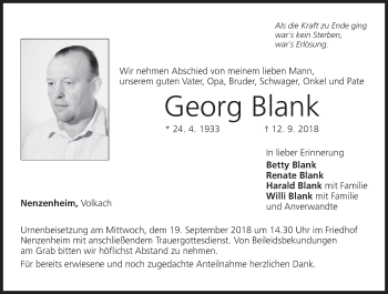 Anzeige von Georg Blank von MGO