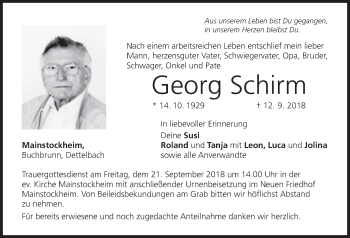 Anzeige von Georg Schirm von MGO