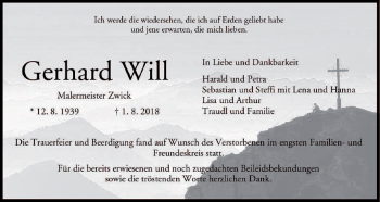 Anzeige von Gerhard Will von MGO