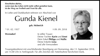 Anzeige von Gunda Kienel von MGO