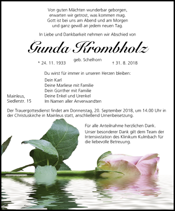 Anzeige von Gunda Krombholz von MGO