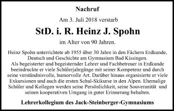 Anzeige von Heinz J. Spohn von MGO