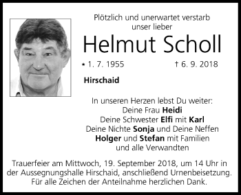 Anzeige von Helmut Scholl von MGO