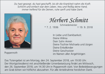 Anzeige von Herbert Schmitt von MGO