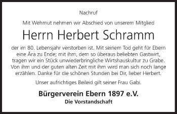 Anzeige von Herbert Schramm von MGO