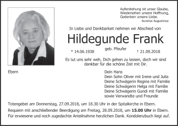 Anzeige von Hildegunde Frank von MGO