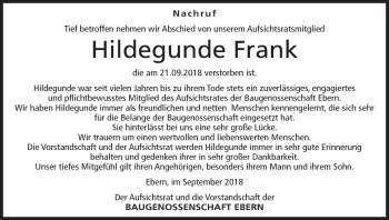 Anzeige von Hildegunde Frank von MGO