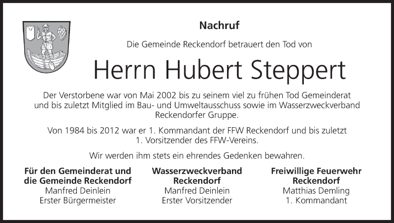  Traueranzeige für Hubert Steppert vom 22.09.2018 aus MGO