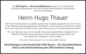 Anzeige von Hugo Thauer von MGO