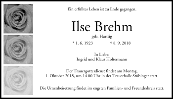 Anzeige von Ilse Brehm von MGO