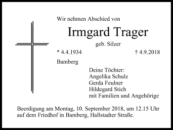 Anzeige von Irmgard Trager von MGO