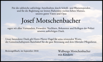 Anzeige von Josef Motschenbacher von MGO