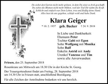 Anzeige von Klara Geiger von MGO