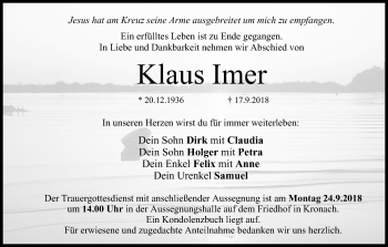 Anzeige von Klaus Imer von MGO