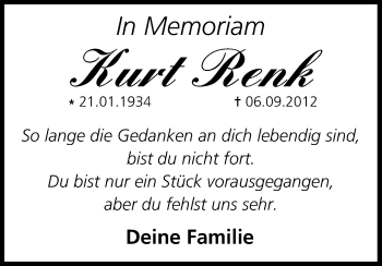 Anzeige von Kurt Renk von MGO