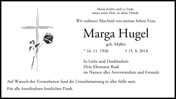 Anzeige von Marga Hugel von MGO