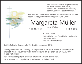 Anzeige von Margareta Müller von MGO