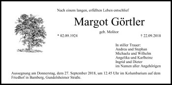 Anzeige von Margot Görtler von MGO