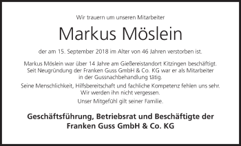 Anzeige von Markus Möslein von MGO