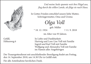 Anzeige von Olga Voll von MGO
