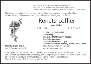 Anzeige von Renate Löffler von MGO