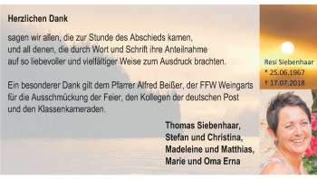 Anzeige von Resi Siebenhaar von MGO