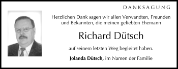 Anzeige von Richard Dütsch von MGO
