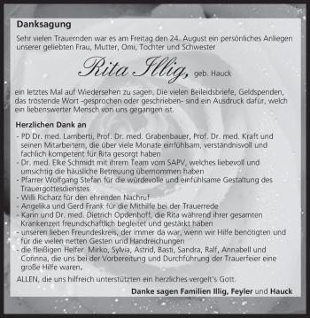 Anzeige von Rita Illig von MGO