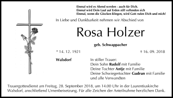 Anzeige von Rosa Holzer von MGO