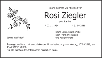 Anzeige von Rosi Ziegler von MGO