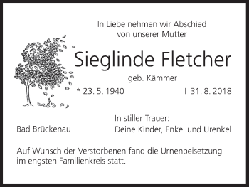 Anzeige von Sieglinde Fletcher von MGO