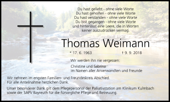 Anzeige von Thomas Weimann von MGO