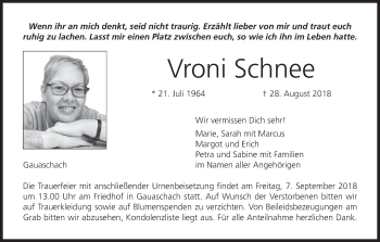 Anzeige von Vroni Schnee von MGO