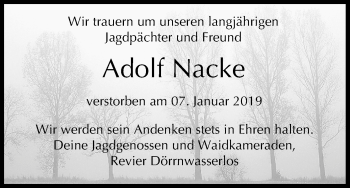 Anzeige von Adolf Nacke von MGO