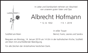 Anzeige von Albrecht Hofmann von MGO