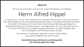 Anzeige von Alfred Hippel von MGO