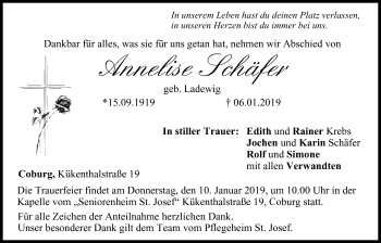 Anzeige von Anneliese Schäfer von MGO