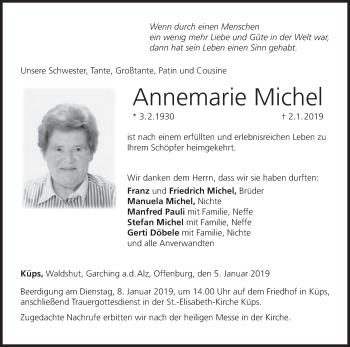 Anzeige von Annemarie Michel von MGO