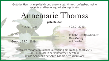 Anzeige von Annemarie Thomas von MGO