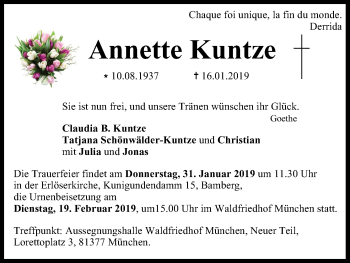Anzeige von Annette Kuntze von MGO