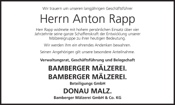 Anzeige von Anton Rapp von MGO