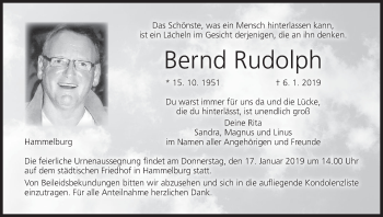 Anzeige von Bernd Rudolph von MGO