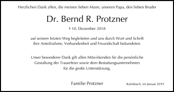 Anzeige von Bernd R. Protzner von MGO