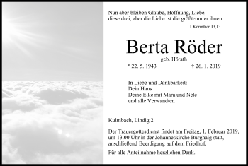 Anzeige von Berta Röder von MGO