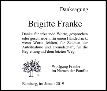 Anzeige von Brigitte Franke von MGO