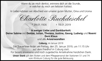 Anzeige von Charlotte Ruckdeschel von MGO